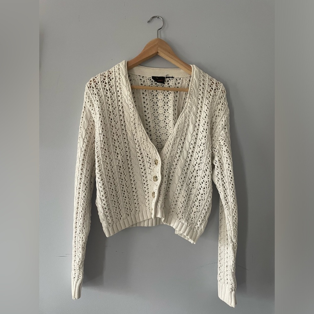 Vintage Liz Sport Knit White Cardigan Sweater